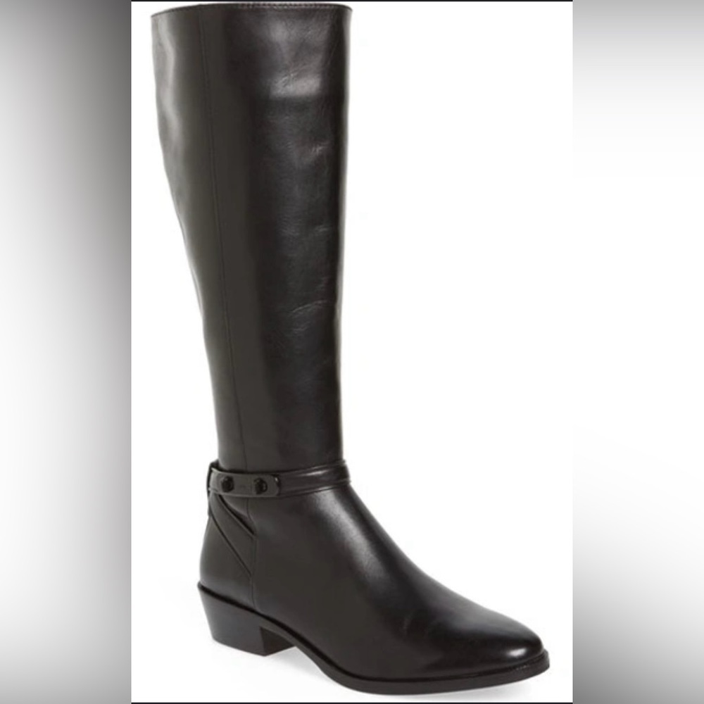 Coach Caroline Extended Knee Boots Black Leather Zip Up Women’s Size 6.5B